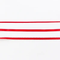 UNIQUE CREATIV, Ruban, Rouge, 100 % Polyester, Tailles assorties, 12 pièces