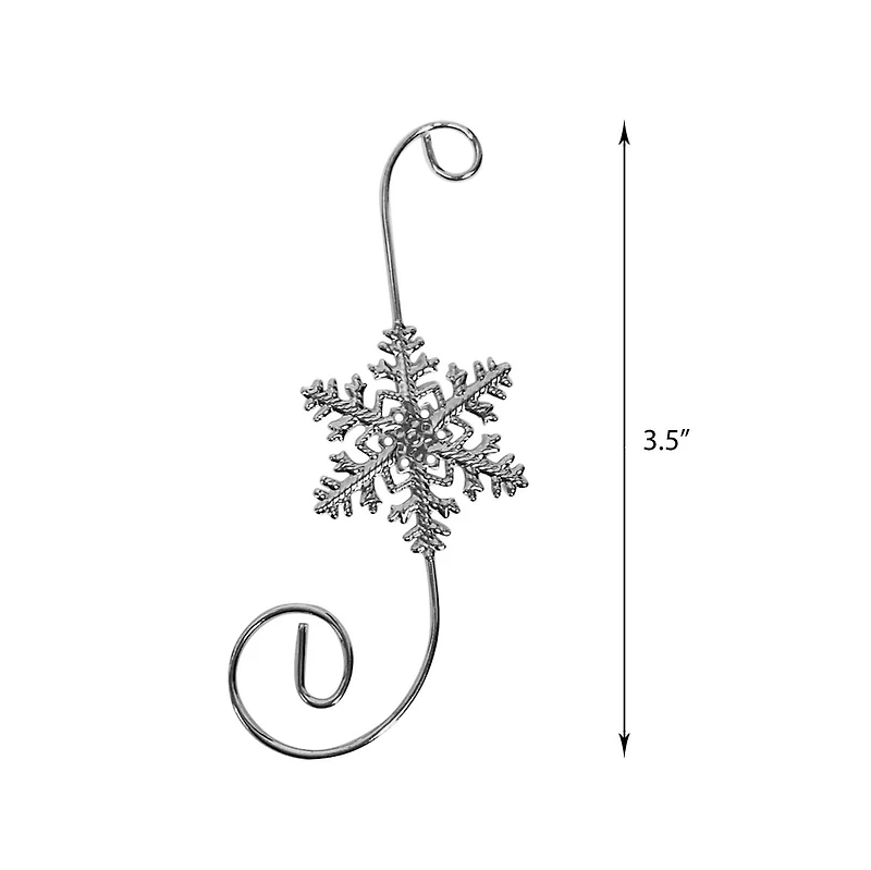 HOLIDAY TIME 10CT SILVER METAL SNOWFLAKE HOOKS