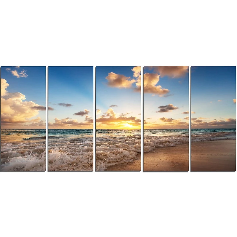 Design Art Sunrise on Beach of Caribbean Sea Large Seashore Canvas Artwork Print