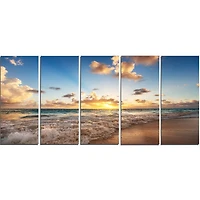 Design Art Sunrise on Beach of Caribbean Sea Large Seashore Canvas Artwork Print