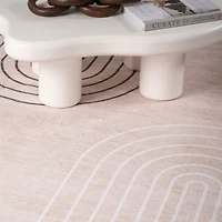 Tapis d'interieur moderne du milieu du siecle Rug Branch Eclipse, beige vert, abstrait - Salon, chambre, salle a manger et bureau