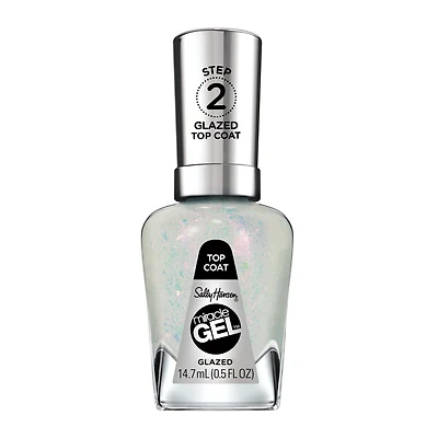 Sally Hansen - Vernis de finition Miracle Gel™, système de simili-gel en 2 étapes, sans lampe UV, jusqu'à 8 jours de couleur et brillance Couleur anti-écaillement et longue tenue