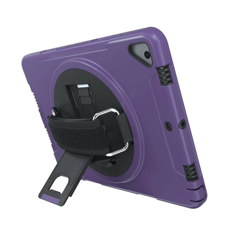 CTA Digital Protective Case with Built-in 360-degree Rotatable Grip Kickstand for iPad 7th and 8th Gen 10.2-in, iPad Air 3 and iPad Pro 10.5-in - Purple