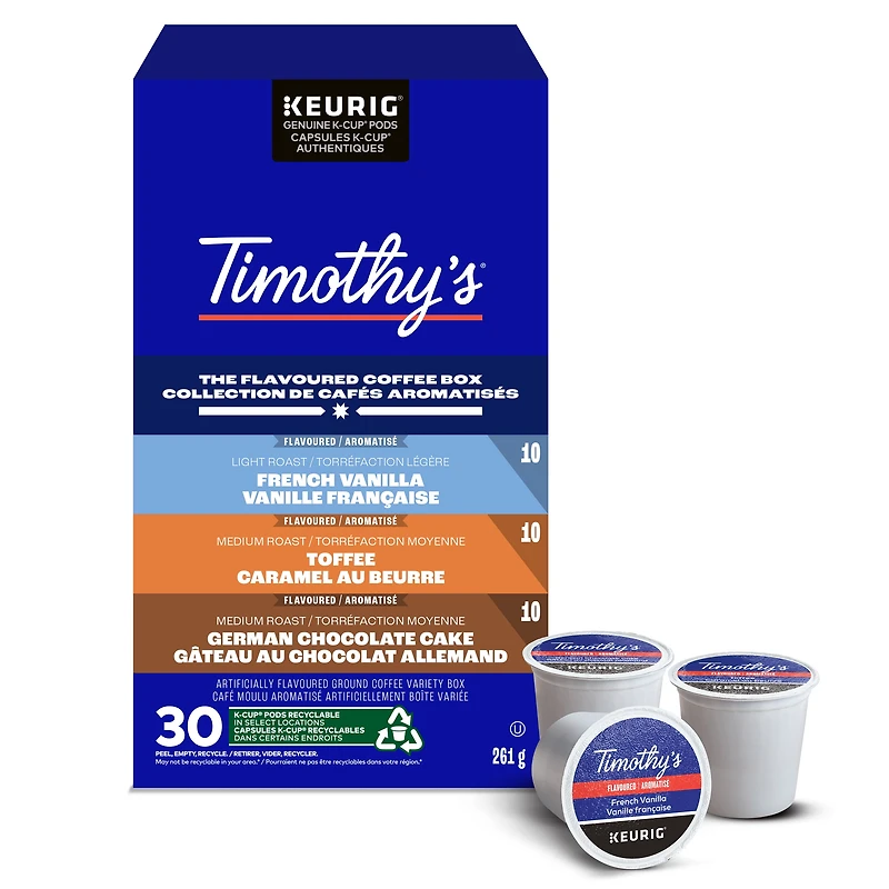 Timothy’s Flavoured Coffee Box, Light to Medium Roast, K-Cup Coffee Pods