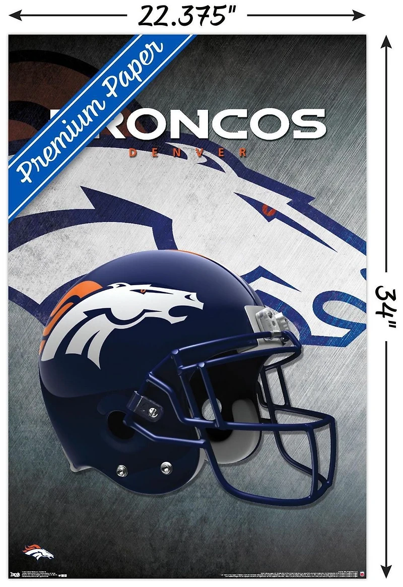 NFL Denver Broncos - Helmet 16 Wall Poster, 22.375" x 34"