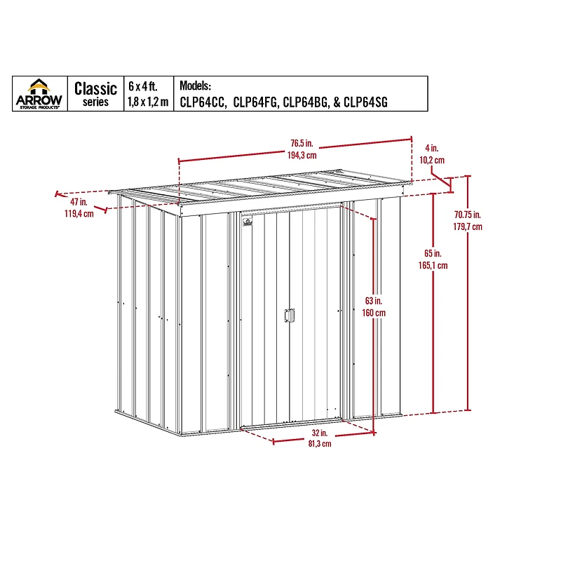 Arrow 6 x 4 x 6 ft Green Shed