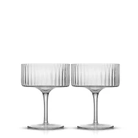 JoyJolt Elle Fluted Martini Coupe Glasses - 10 oz - Set of 2, Lead Free Glass
