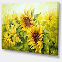 Designart Bright Yellow Sunny Sunflowers Canvas Wall Art