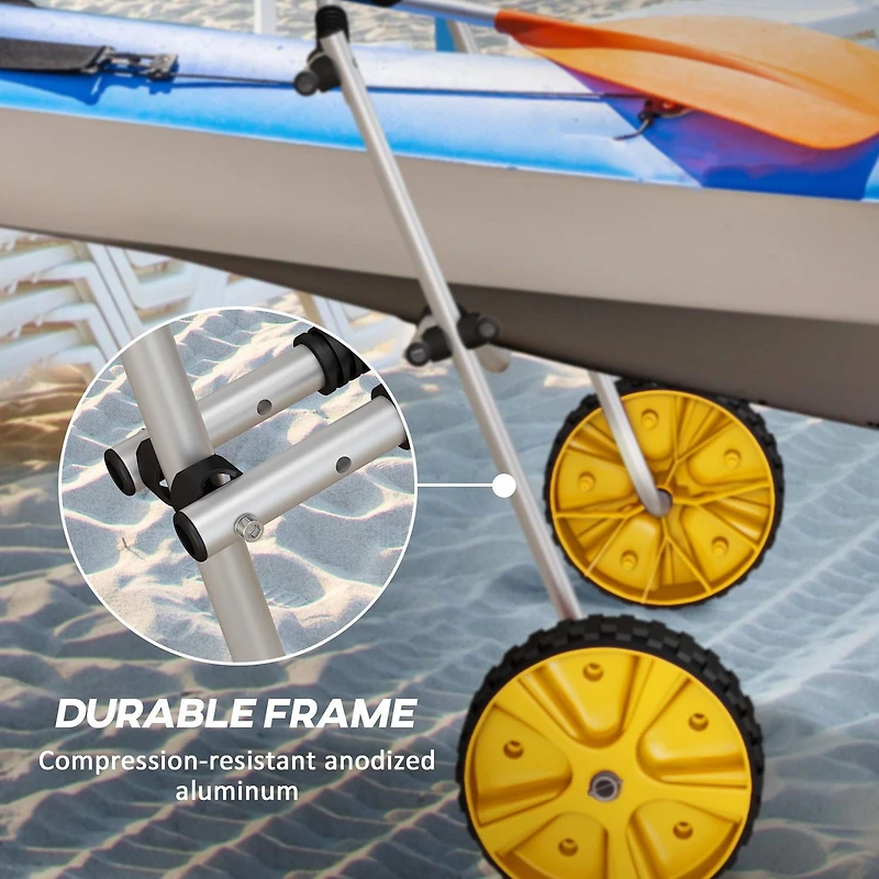 Soozier Chariot pour kayak avec cadre en aluminium, réglable en hauteur et en largeur