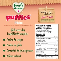 Collation pour bébé Simply Gourmet Puffies à la Pêche Collations soufflées aux céréales