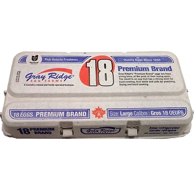 Gray Ridge Premium Large White Eggs, 18 Count