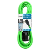Prime 2m 13-Amp Neon Flex High Vis Extension Cord, 2m (6.6ft) 16/3 medium duty