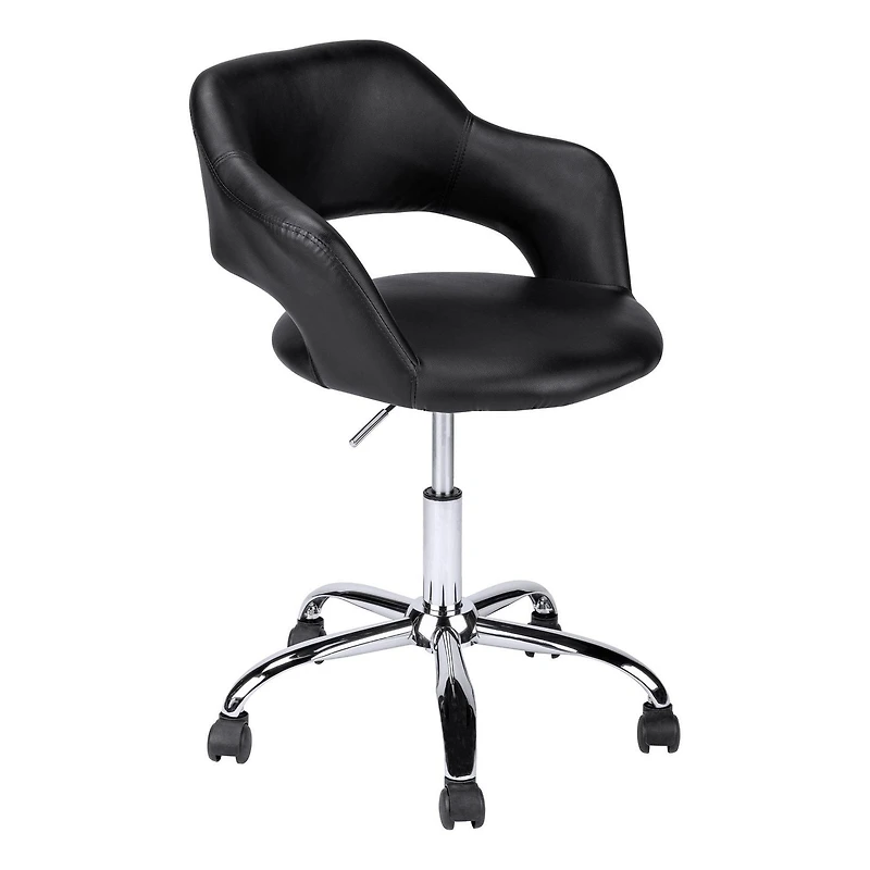 Monarch Specialties Office Chair, Adjustable Height, Swivel, Ergonomic, Armrests, Computer Desk, Work, Metal, Pu Leather Look, Black, Chrome, Contemporary, Modern