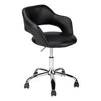 Monarch Specialties Office Chair, Adjustable Height, Swivel, Ergonomic, Armrests, Computer Desk, Work, Metal, Pu Leather Look, Black, Chrome, Contemporary, Modern