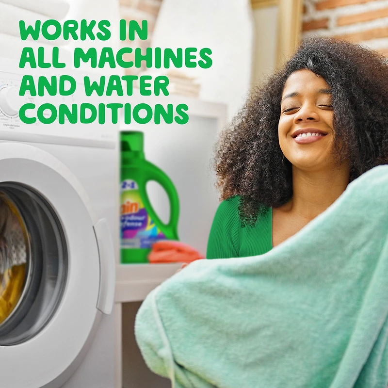 Détergent à lessive liquide Gain Odeur Defense, parfum Fraîcheur éclatante, 4,2 L, 100 brassées, 2 en 1, détergent à lessive liquide, compatible avec les laveuses HE