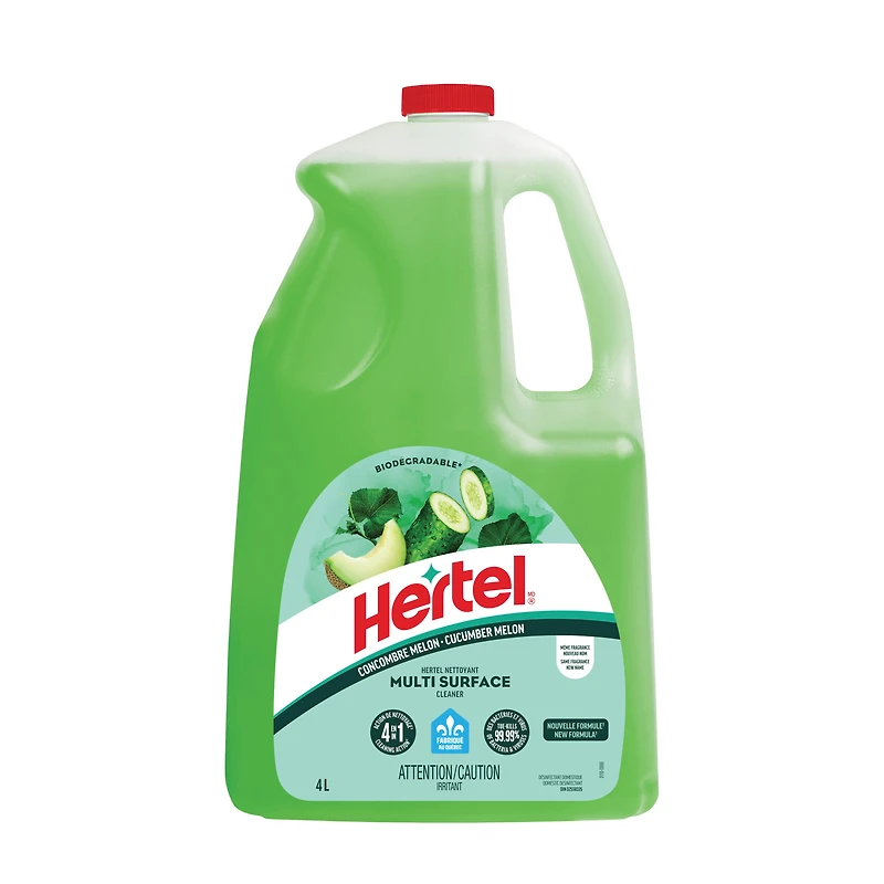 Hertel Nettoyant Désinfectant Multi-surface diluable, Concombre melon, 4L