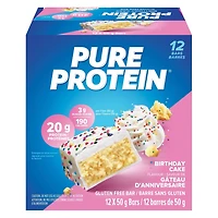 Pure Protein Birthday Cake Bars | 20g Protein | 3g Sugar | Gluten Free | 6x50g Snack Bars | Post Workout or On-the-Go Protein Snack, 12 x 50g, ready to eat