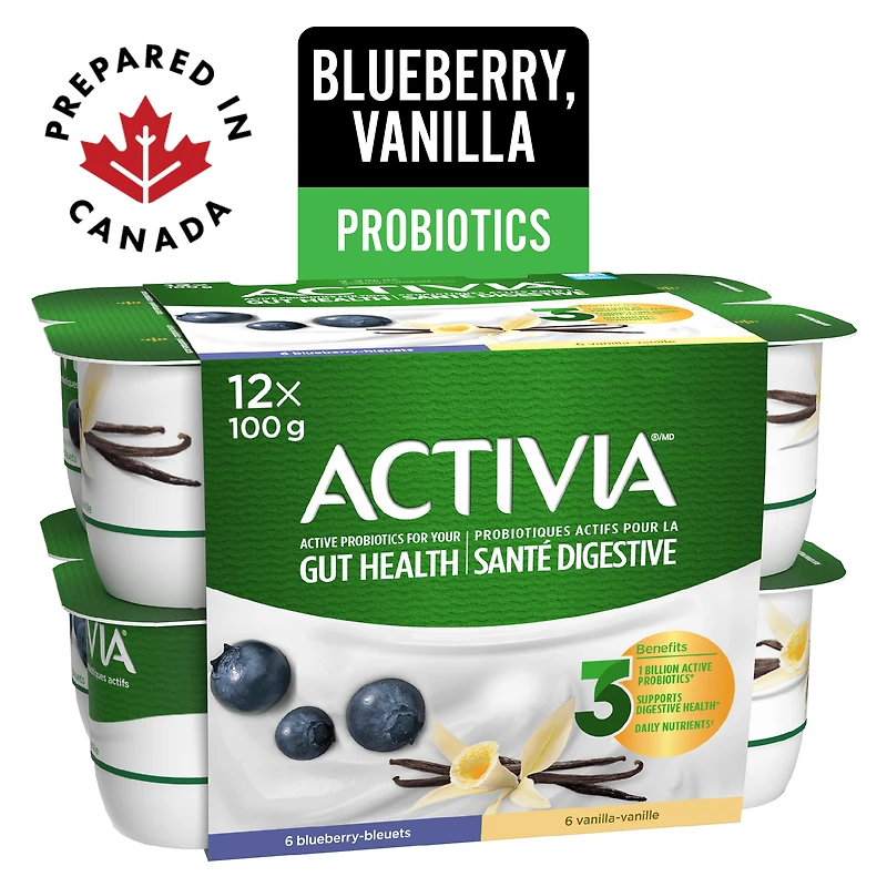 Activia Yogourt probiotique, bleuets et vanille 12 x 100 g