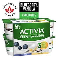 Activia Probiotic Yogurt, Vanilla/Blueberry, 12 x 100 g