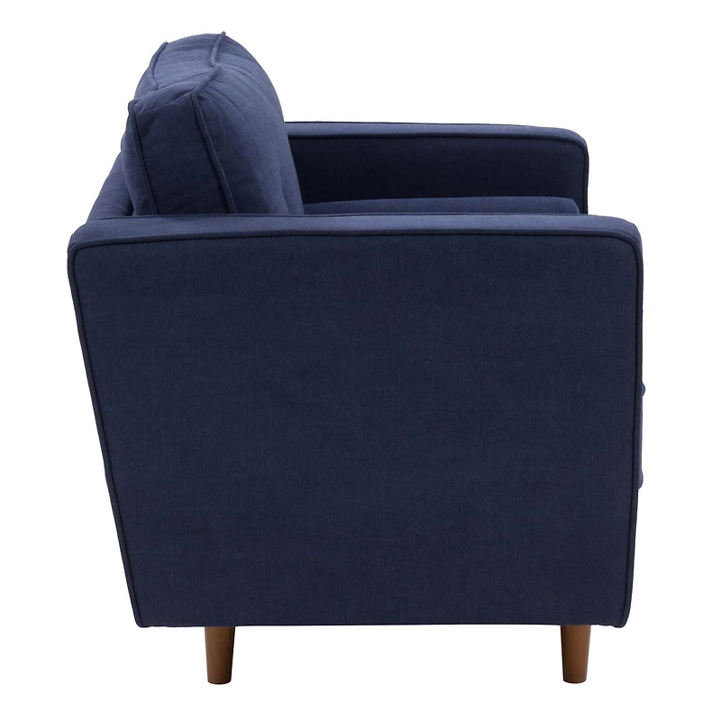 CorLiving Mulberry Mid-Century Comfy Wide Indoor Armchair with 2 Bolster Cushions and Wood Legs
