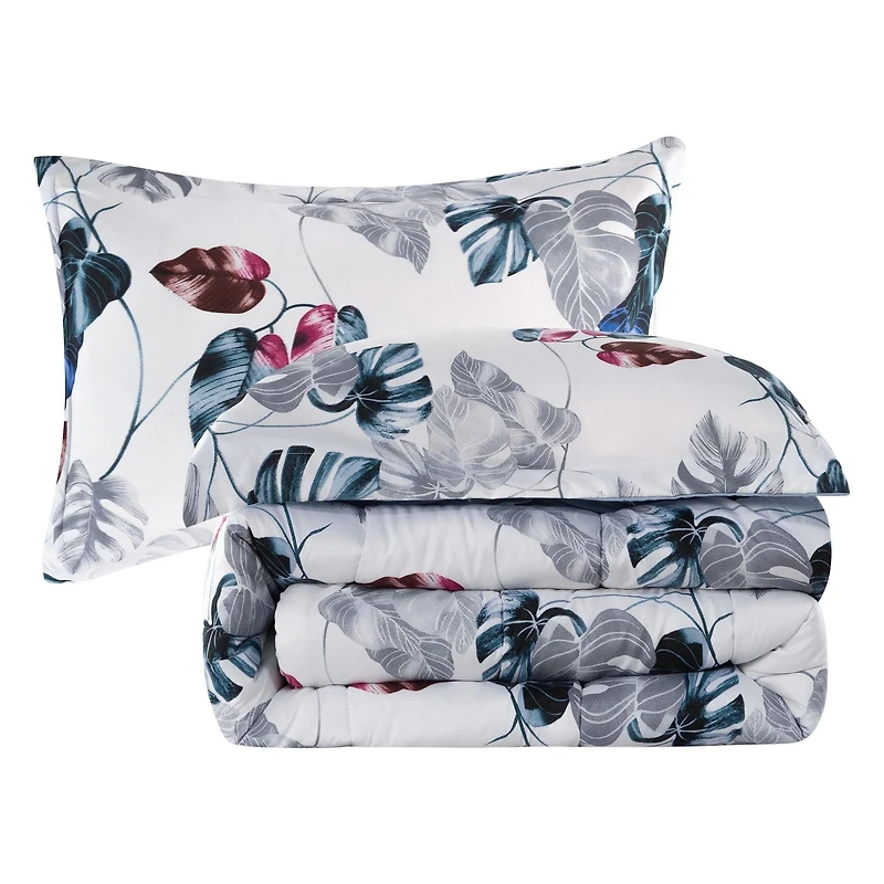 Marina Decoration Home Decor Parure de lit ultra douce et luxueuse en duvet d'oie, motif feuilles vertes modernes
