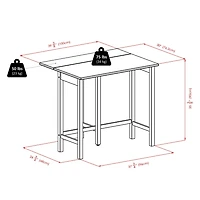 Table à abattant 3 pièces Lynnwood avec 2 tabourets de comptoir à dossier en V de Winsome - 94355
