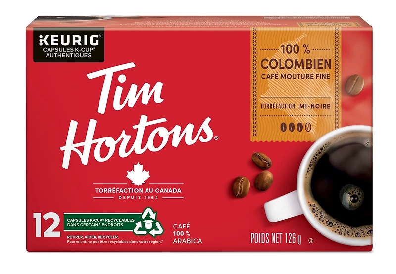 Tim Hortons Café 100 % Colombien Torréfaction Mi-Noire