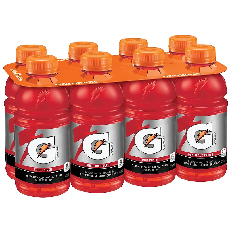Gatorade Fruit Punch Sports Drink 8 x 355 mL, Bottles, 8x355mL