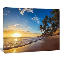Tableau mural sur toile imprimée Design Art Paradis Bord de mer moderne Lever du soleil sur la plage de l'île tropique