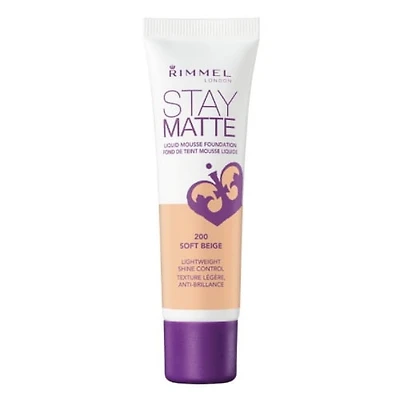 Rimmel Fond de teint Stay Matte, formule légère et soyeuse, mousse liquide légère et complexe anti-pollution, tenue de 24H