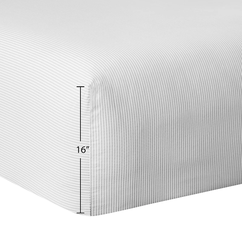 Parure de lit 4 pièces Mainstays en mélange de coton 300 nombre de fils à rayures grises et CVC, très grand lit (adulte) Ensemble de draps très grand lit