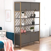 CosmoLiving by Cosmopolitan Brielle Shoe Storage Bookcase & Room Divider, Graphite Gray