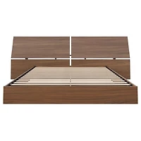 Nexera Alibi Queen Size Platform Bed and Panoramic Headboard, Walnut