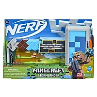 Nerf Minecraft, marteau lance-fléchettes Stormlander, tire 3 fléchettes, inclut 3 fléchettes Nerf Elite officielles