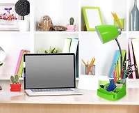 Limelights Gooseneck Organizer Desk Lamp with iPad Tablet Stand Book Holder and Charging Outlet