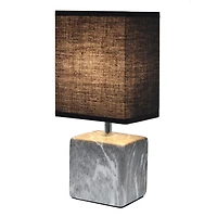 Simple Designs Petite lampe de table en céramique marbrée avec abat-jour en tissu