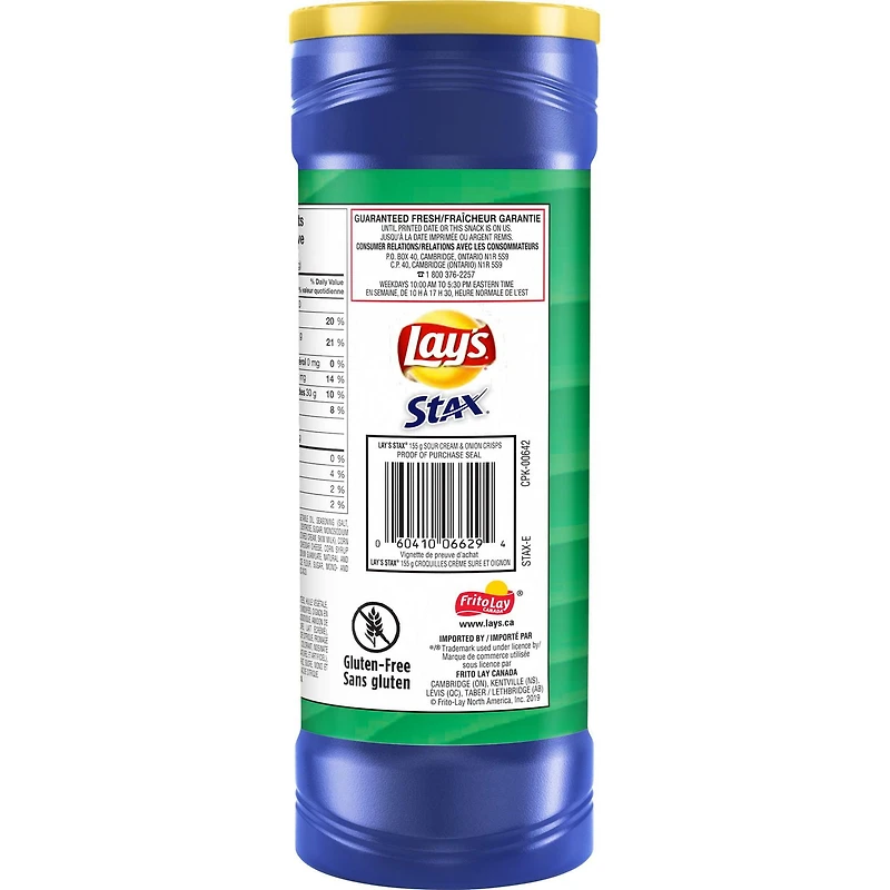Lay's Stax Sour Cream & Onion flavoured potato crisps, 155g