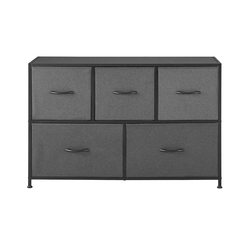 Mainstays 5 Drawer Horizontal Fabric Dresser, Grey