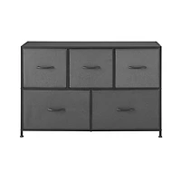 Mainstays 5 Drawer Horizontal Fabric Dresser, Grey