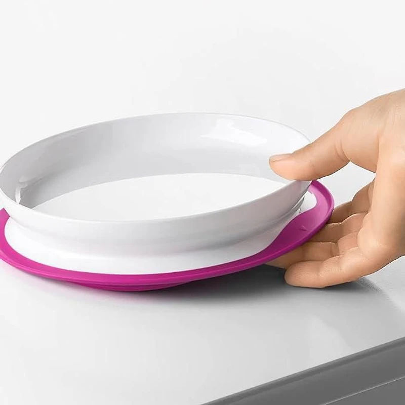 OXO Tot - Assiette à Ventouse Stick & Stay - Base à Ventouse Sécurisée - Favorise l'Auto-Alimentation - Passe au Lave-Vaisselle - Facile à Enlever pour les Parents - Alimentation Bébé dès 6 Mois -Rose