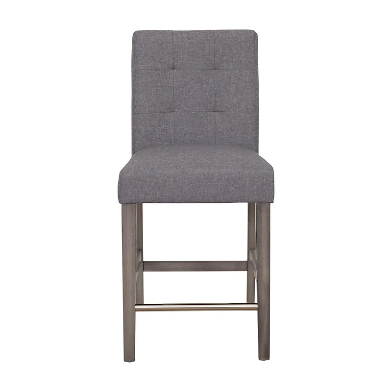 CorLiving Leila Upholstered Indoor Counter Height Bar Stool with Tufted Back and Wood Legs - Sold Individually
