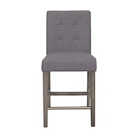 CorLiving Leila Upholstered Indoor Counter Height Bar Stool with Tufted Back and Wood Legs - Sold Individually