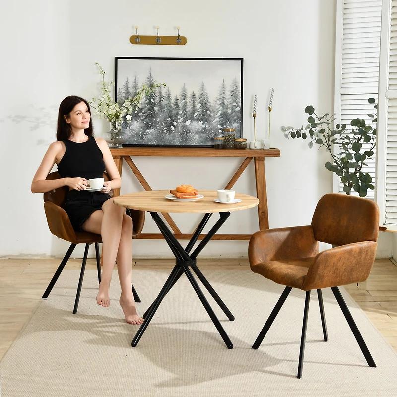 Ensemble de 2 chaises de salle à manger pivotantes Homy Casa, siège rembourré et dossier ergonomique, imitation daim brun