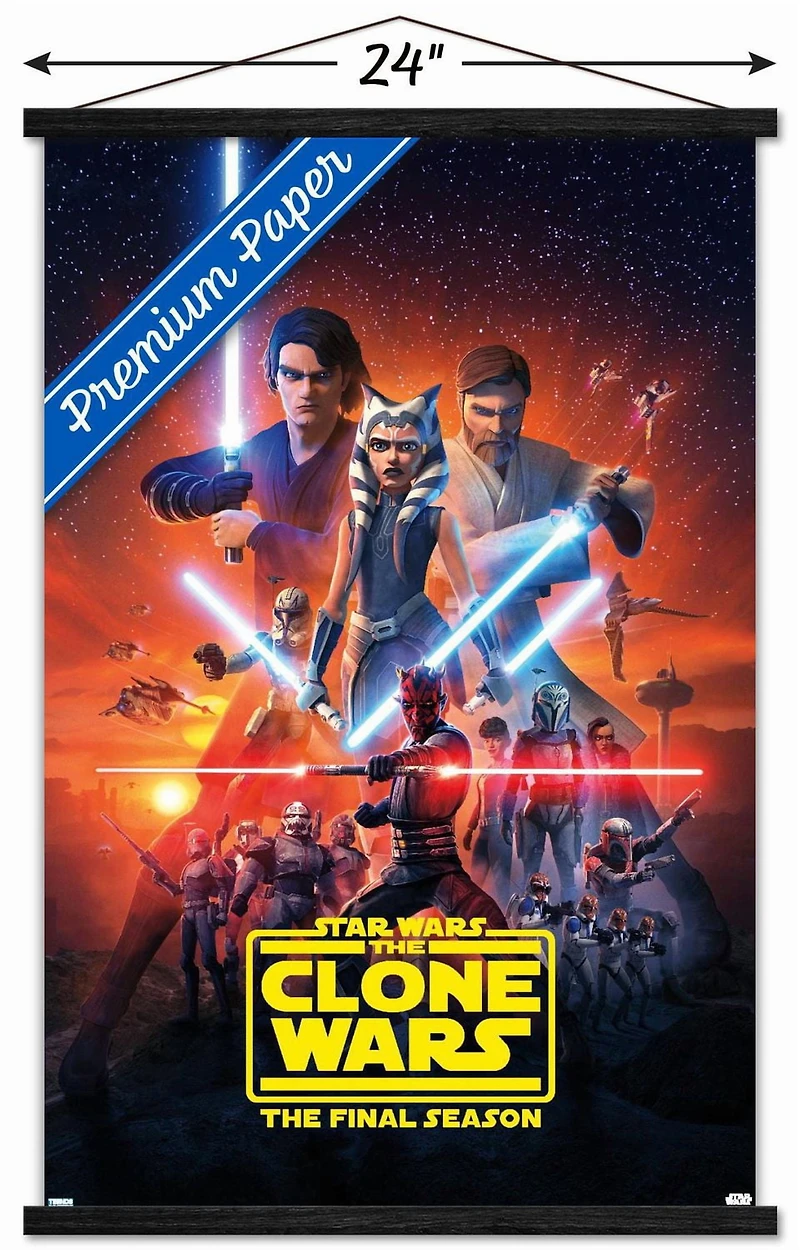Star Wars: The Clone Wars - Season 7 Key Art Wall Poster with Push Pins, 14.725" x 22.375"