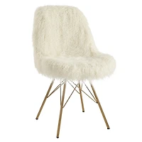 Chaise en Fausse Fourrure Niles avec Base en Métal Doré