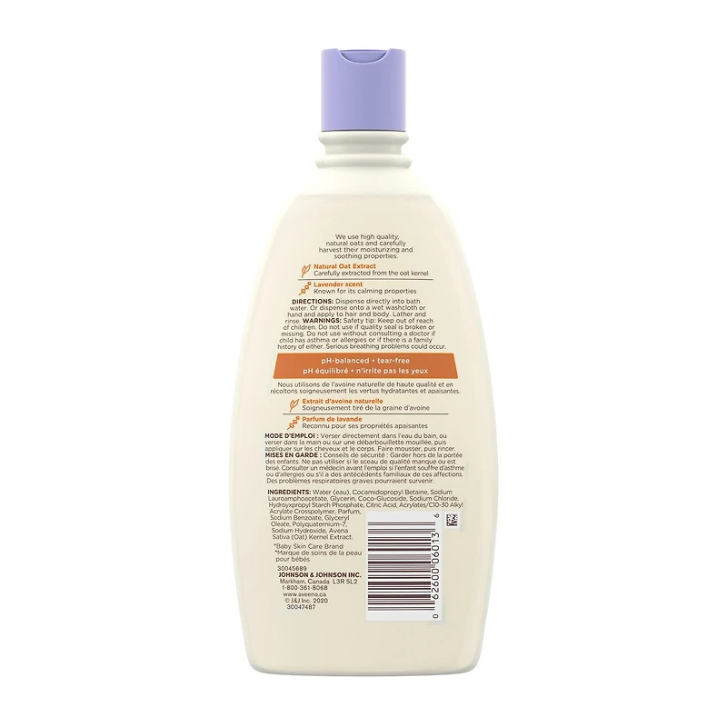 Aveeno Baby Calming Comfort Bath Baby Body Wash for gently cleanses baby’s skin & helps calm baby before bedtime natural oat Lavender & Vanilla Scents, 532 mL, Lavender & Vanilla