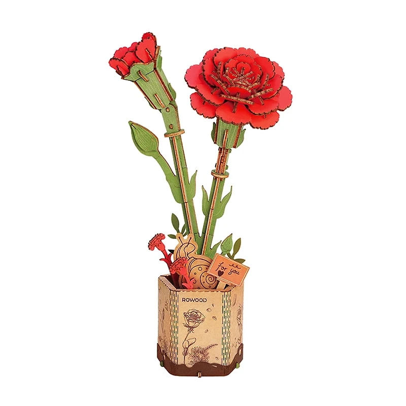 Décoration Modèle Carnation Rouge DIY 3D Puzzle Rolife TW052