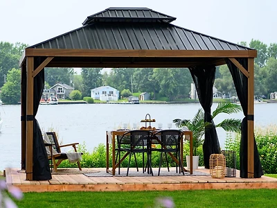 Yosemite Gazebo Structure en Aluminum Finition Bois 12 x 16