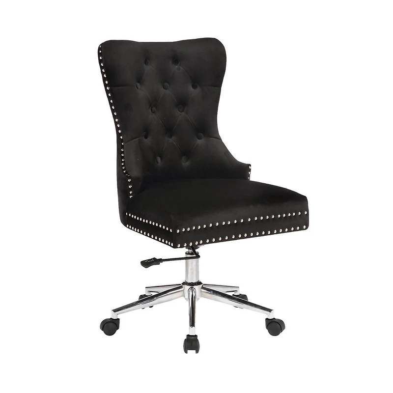 Champagne Office Chair in Black Velvet, Executive Chair, Computer Chair, Adjustable Office Chair, Vintage Office Chair, Swivel Office Chair for Home