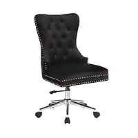 Champagne Office Chair in Black Velvet, Executive Chair, Computer Chair, Adjustable Office Chair, Vintage Office Chair, Swivel Office Chair for Home